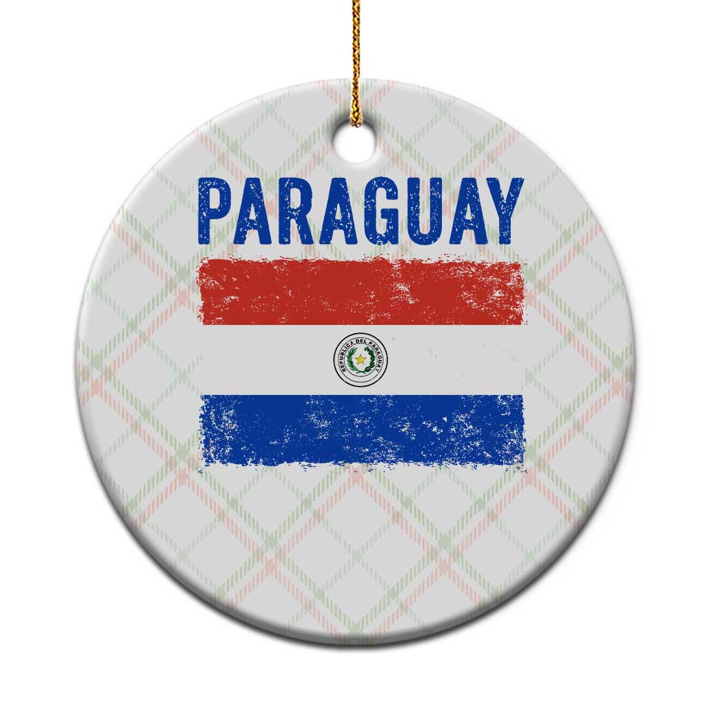 Vintage Paraguay Flag Distressed Paraguayan Pride Patriotic Soccer Fan Graphic Ceramic Ornament TS10 1pc Christmas Plaid Print Your Wear