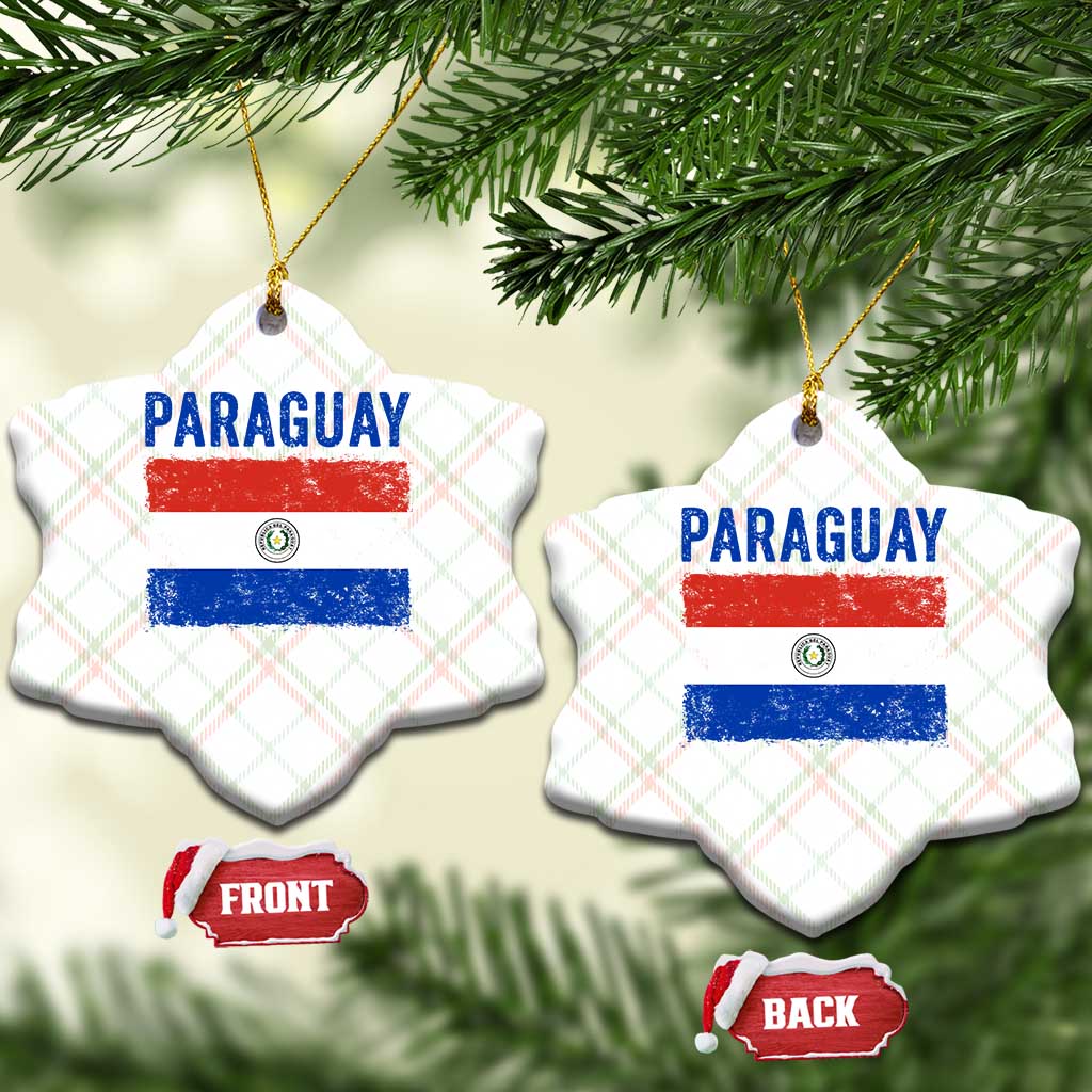 Vintage Paraguay Flag Distressed Paraguayan Pride Patriotic Soccer Fan Graphic Ceramic Ornament TS10 Print Your Wear
