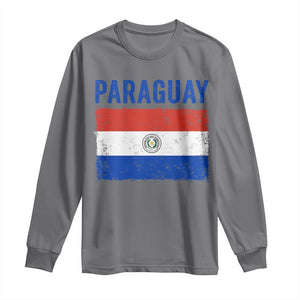 Vintage Paraguay Flag Distressed Paraguayan Pride Patriotic Soccer Fan Graphic Long Sleeve Shirt TS10 Charcoal Print Your Wear