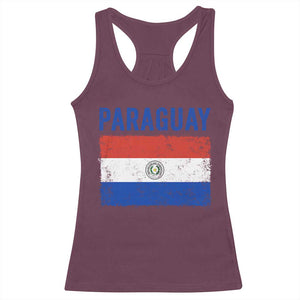 Vintage Paraguay Flag Distressed Paraguayan Pride Patriotic Soccer Fan Graphic Racerback Tank Top TS10 Maroon Print Your Wear