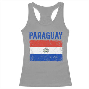 Vintage Paraguay Flag Distressed Paraguayan Pride Patriotic Soccer Fan Graphic Racerback Tank Top TS10 Sport Gray Print Your Wear