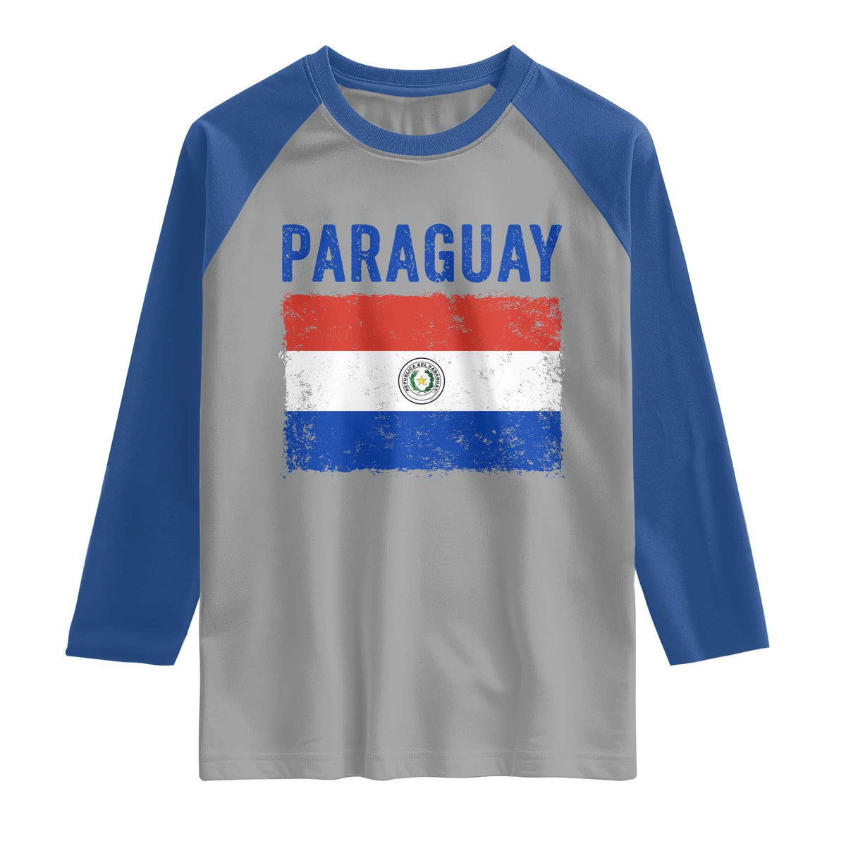 Vintage Paraguay Flag Distressed Paraguayan Pride Patriotic Soccer Fan Graphic Raglan Shirt TS10 Sport Gray Royal Print Your Wear
