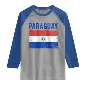 Vintage Paraguay Flag Distressed Paraguayan Pride Patriotic Soccer Fan Graphic Raglan Shirt TS10 Sport Gray Royal Print Your Wear