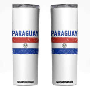 Vintage Paraguay Flag Distressed Paraguayan Pride Patriotic Soccer Fan Graphic Skinny Tumbler TS10 White Print Your Wear