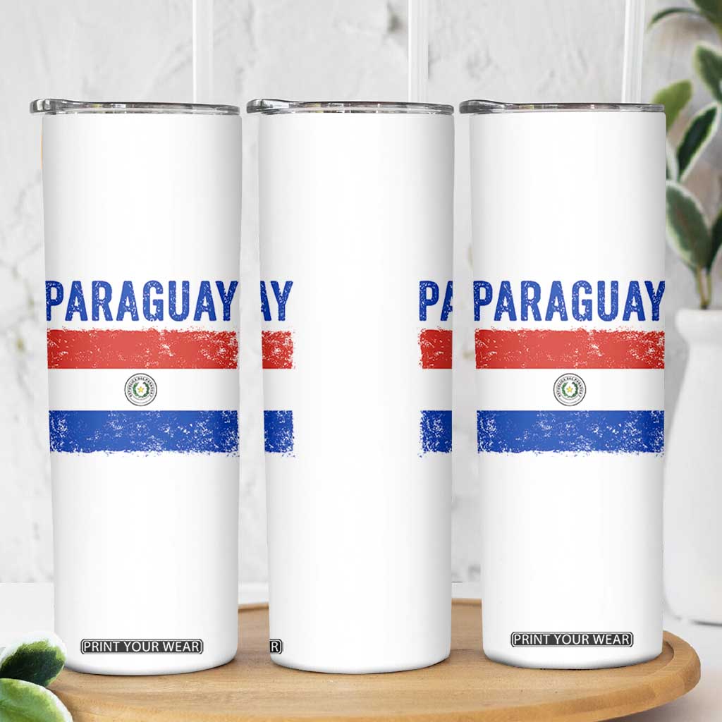 Vintage Paraguay Flag Distressed Paraguayan Pride Patriotic Soccer Fan Graphic Skinny Tumbler TS10 Print Your Wear