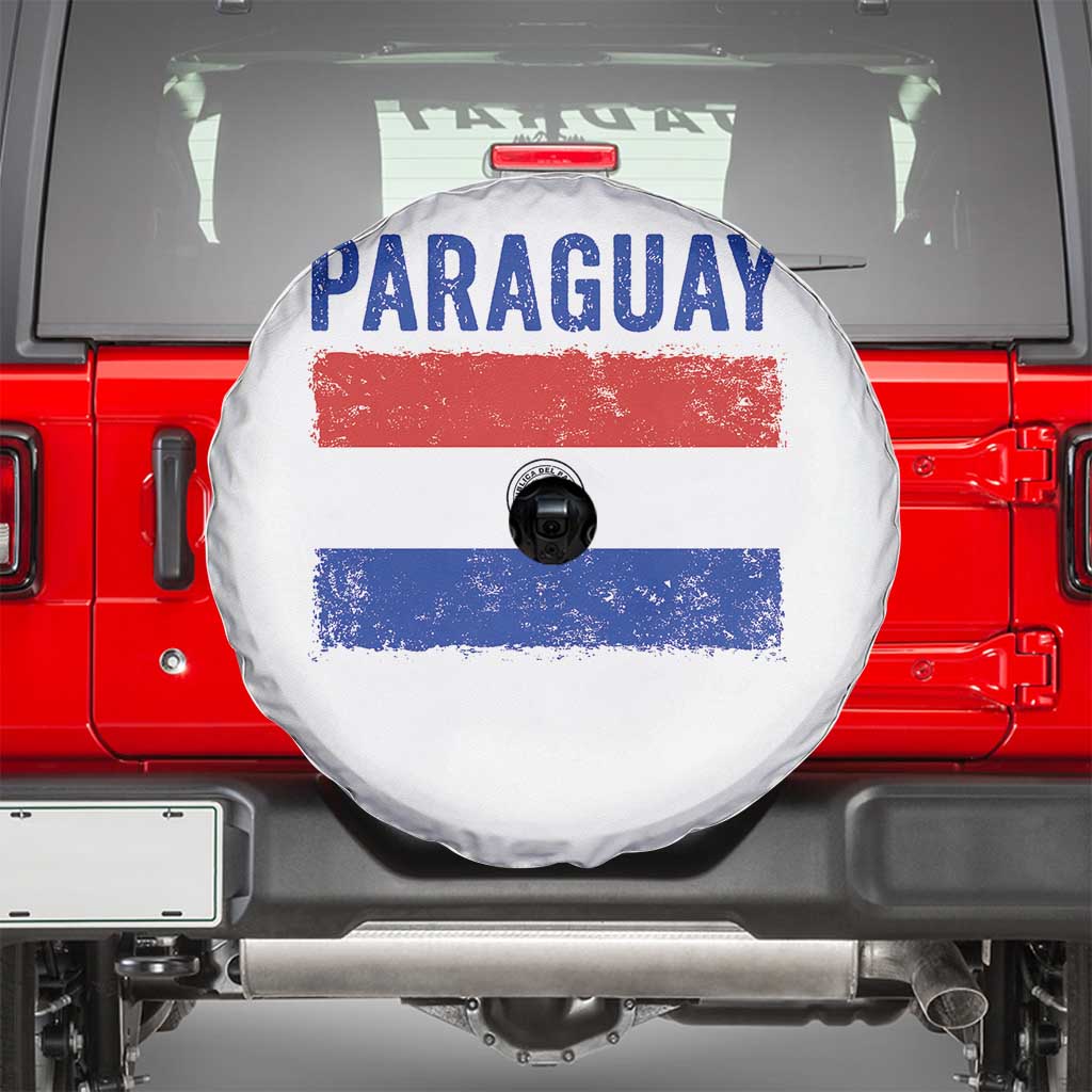 Vintage Paraguay Flag Distressed Paraguayan Pride Patriotic Soccer Fan Graphic Spare Tire Cover TS10 White Print Your Wear