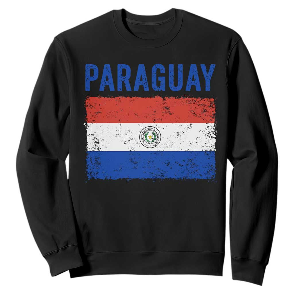 Vintage Paraguay Flag Distressed Paraguayan Pride Patriotic Soccer Fan Graphic Sweatshirt TS10 Black Print Your Wear
