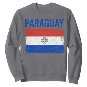 Vintage Paraguay Flag Distressed Paraguayan Pride Patriotic Soccer Fan Graphic Sweatshirt TS10 Charcoal Print Your Wear