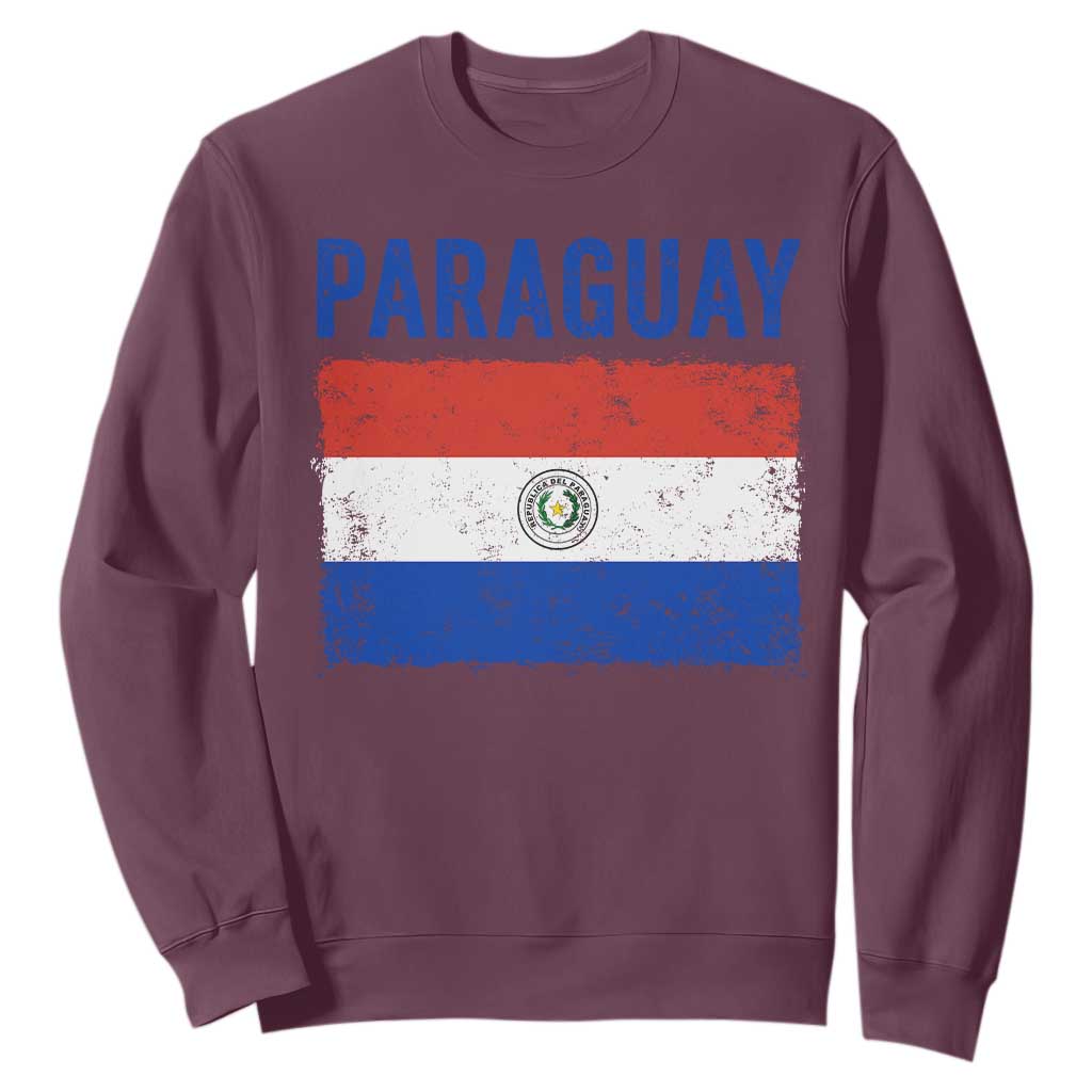 Vintage Paraguay Flag Distressed Paraguayan Pride Patriotic Soccer Fan Graphic Sweatshirt TS10 Maroon Print Your Wear