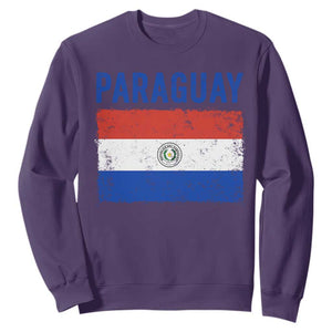 Vintage Paraguay Flag Distressed Paraguayan Pride Patriotic Soccer Fan Graphic Sweatshirt TS10 Purple Print Your Wear