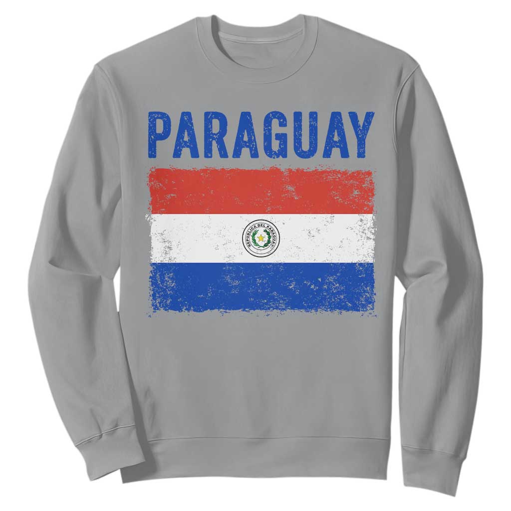 Vintage Paraguay Flag Distressed Paraguayan Pride Patriotic Soccer Fan Graphic Sweatshirt TS10 Sport Gray Print Your Wear