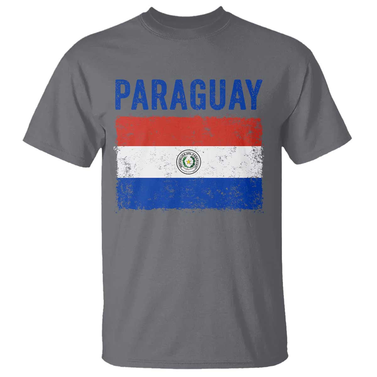 Vintage Paraguay Flag Distressed Paraguayan Pride Patriotic Soccer Fan Graphic T Shirt TS10 Charcoal Print Your Wear