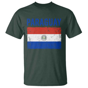 Vintage Paraguay Flag Distressed Paraguayan Pride Patriotic Soccer Fan Graphic T Shirt TS10 Dark Forest Green Print Your Wear