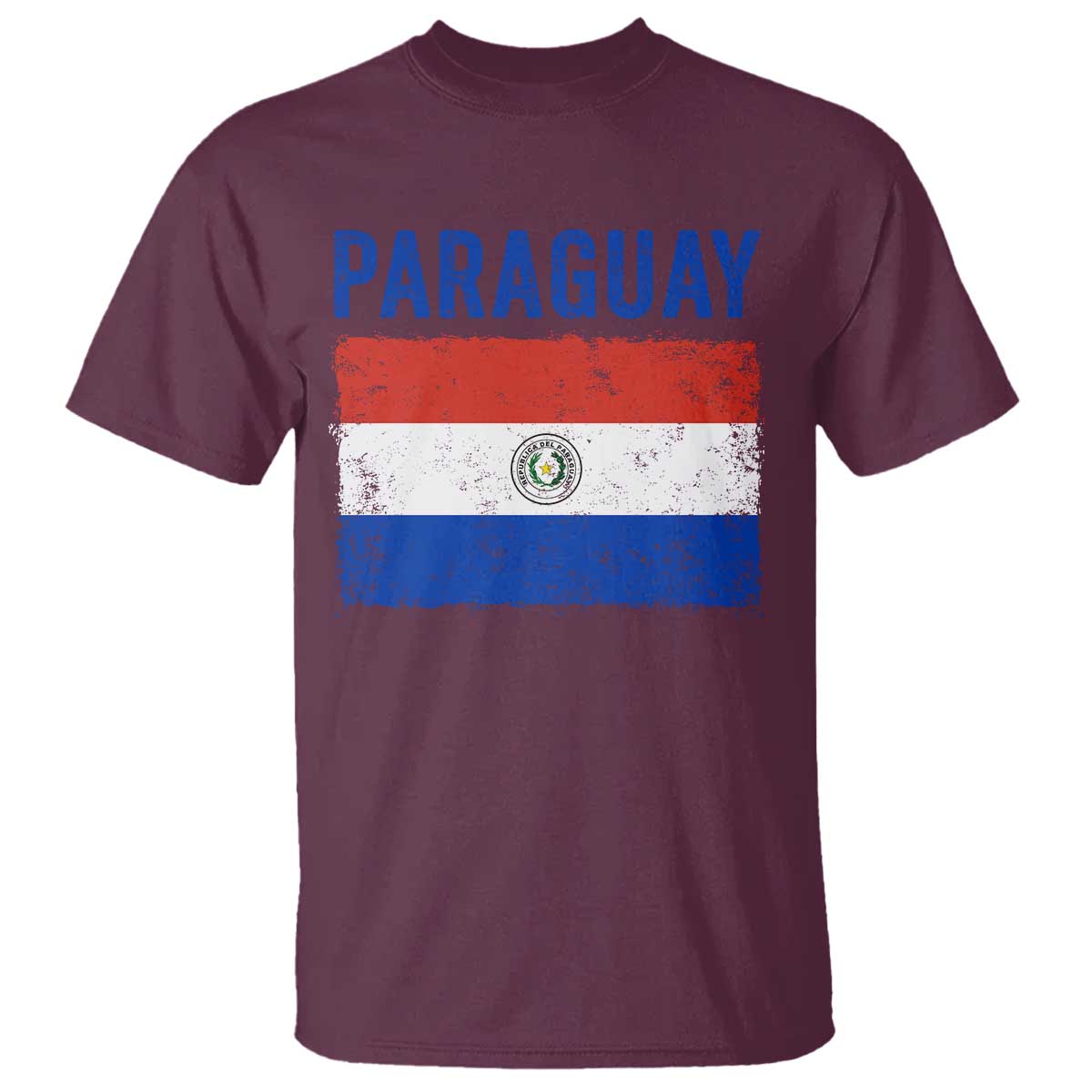 Vintage Paraguay Flag Distressed Paraguayan Pride Patriotic Soccer Fan Graphic T Shirt TS10 Maroon Print Your Wear