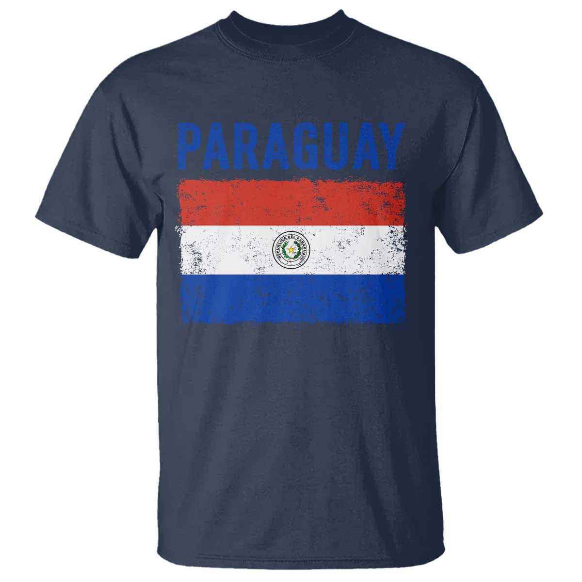 Vintage Paraguay Flag Distressed Paraguayan Pride Patriotic Soccer Fan Graphic T Shirt TS10 Navy Print Your Wear