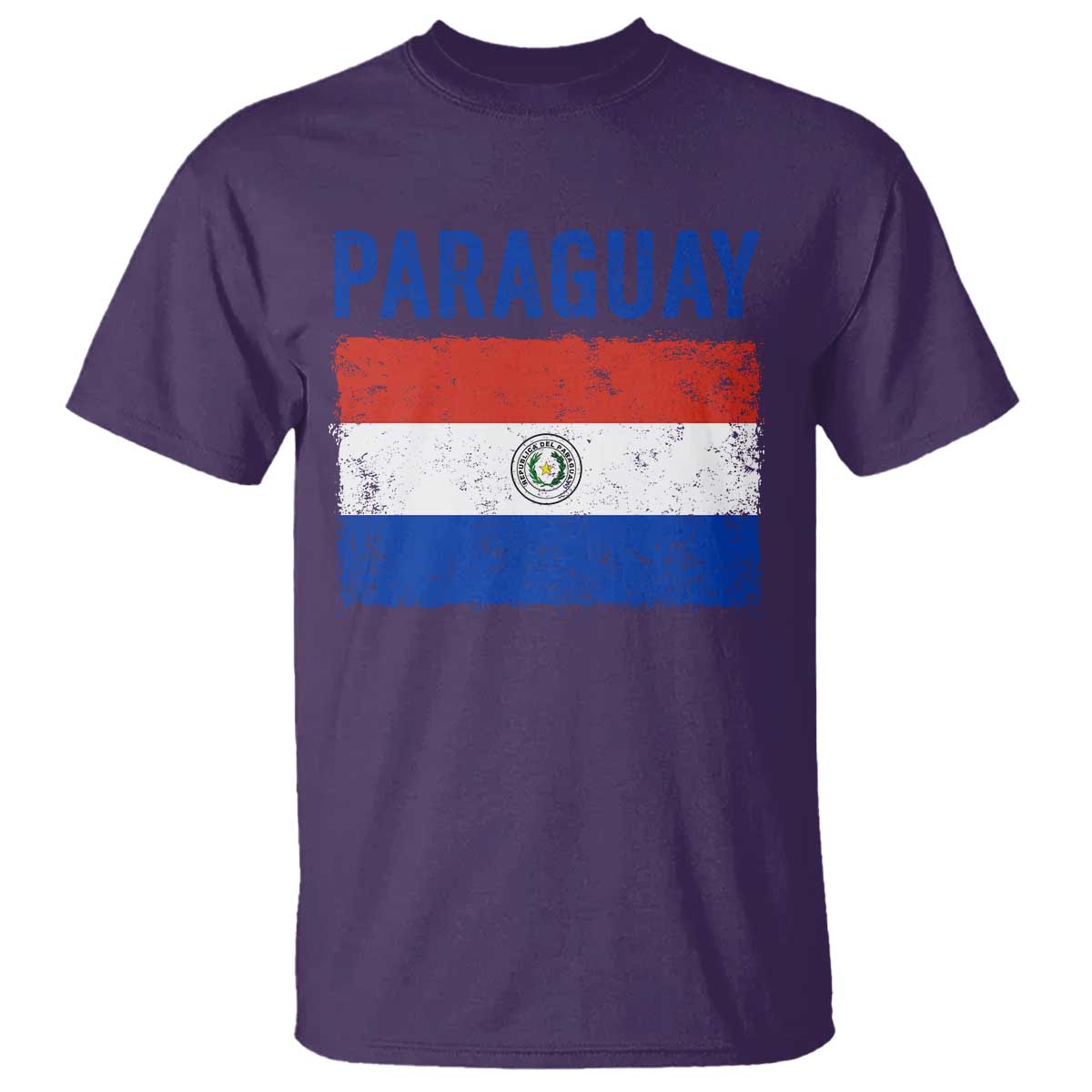 Vintage Paraguay Flag Distressed Paraguayan Pride Patriotic Soccer Fan Graphic T Shirt TS10 Purple Print Your Wear