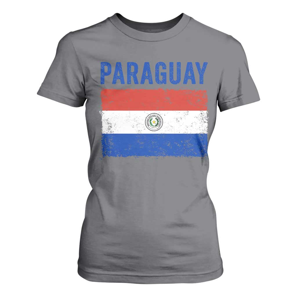 Vintage Paraguay Flag Distressed Paraguayan Pride Patriotic Soccer Fan Graphic T Shirt For Women TS10 Charcoal Print Your Wear