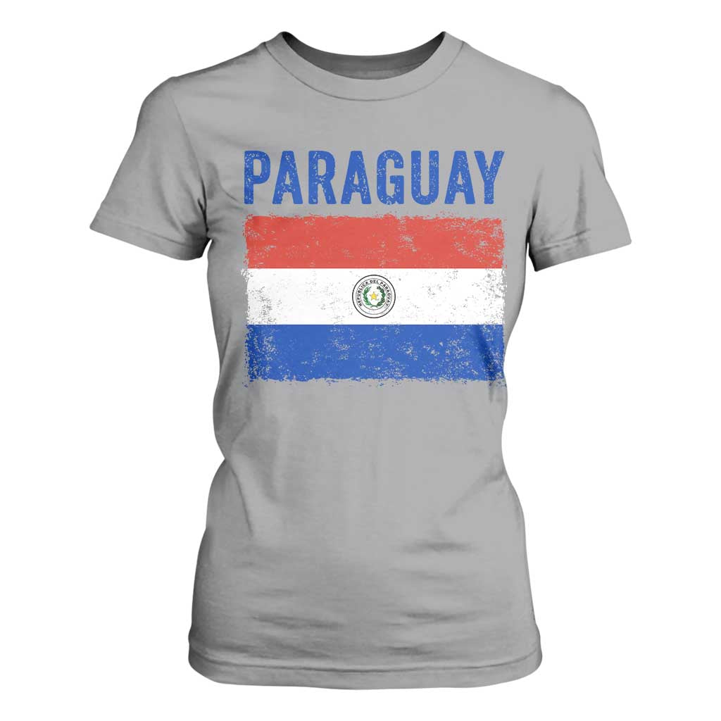 Vintage Paraguay Flag Distressed Paraguayan Pride Patriotic Soccer Fan Graphic T Shirt For Women TS10 Sport Gray Print Your Wear