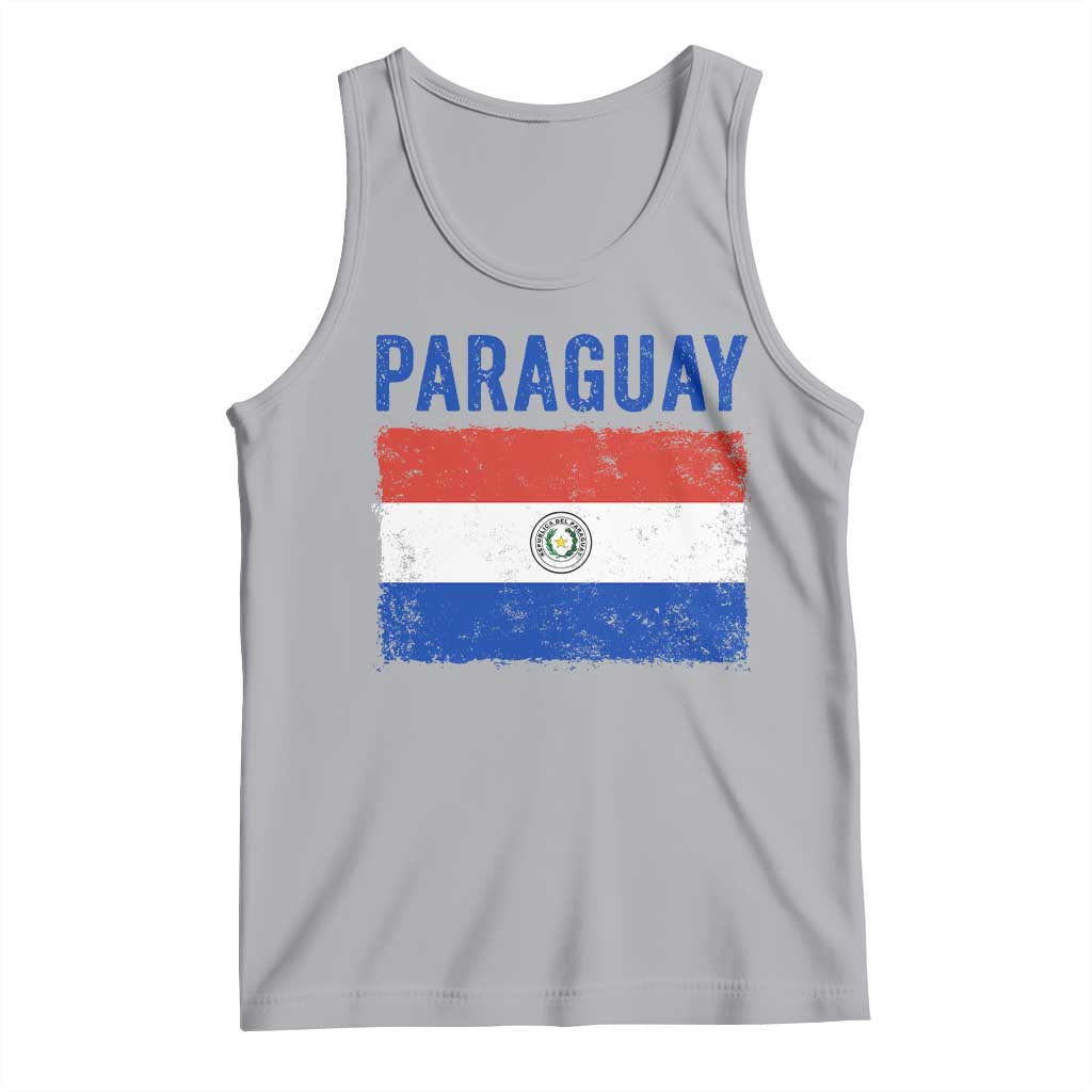 Vintage Paraguay Flag Distressed Paraguayan Pride Patriotic Soccer Fan Graphic Tank Top TS10 Athletic Heather Print Your Wear