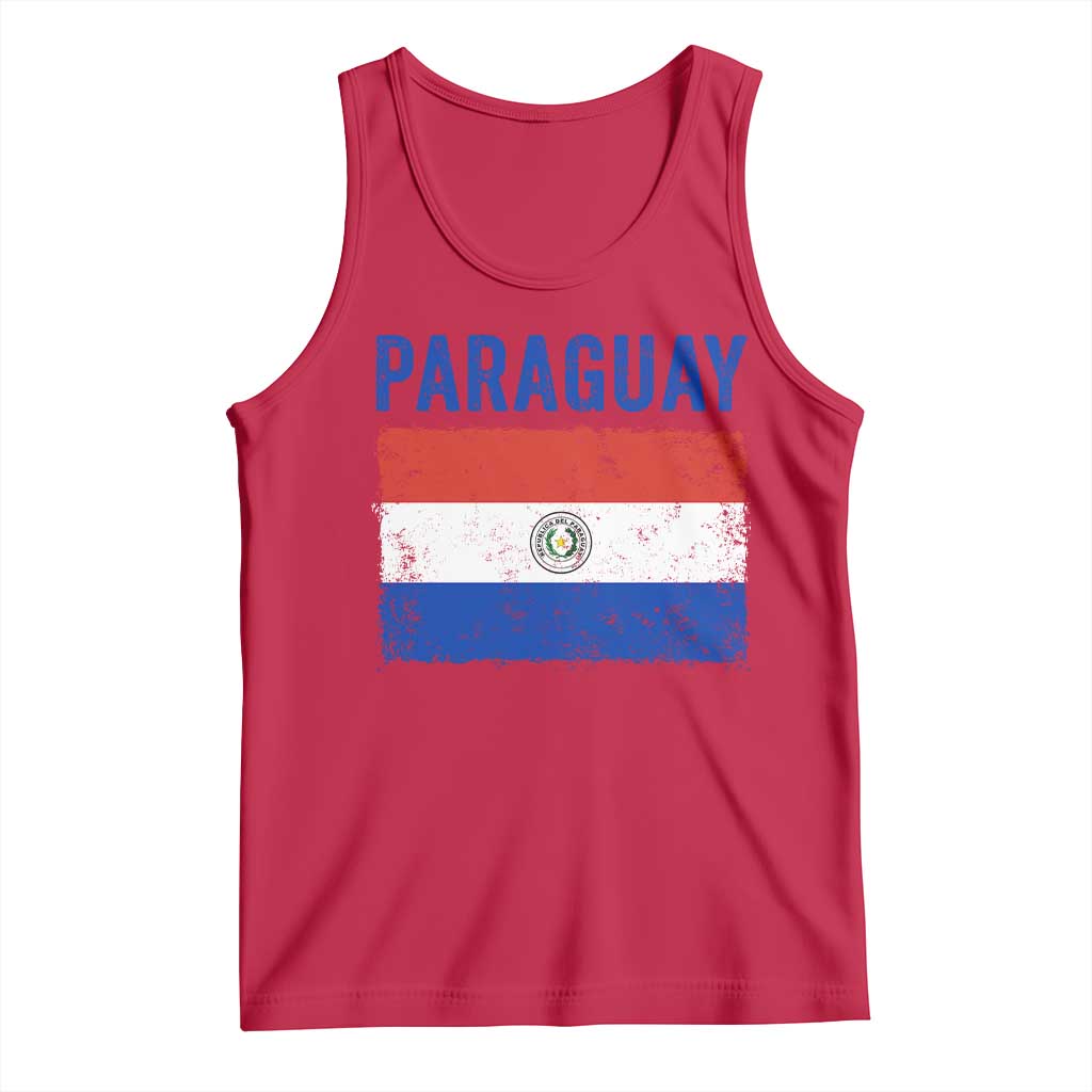 Vintage Paraguay Flag Distressed Paraguayan Pride Patriotic Soccer Fan Graphic Tank Top TS10 Red Print Your Wear