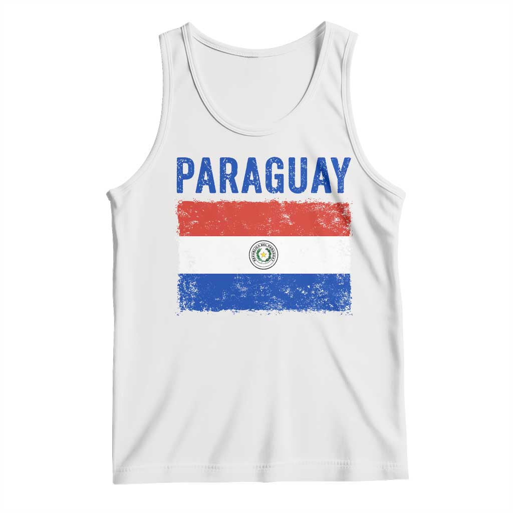 Vintage Paraguay Flag Distressed Paraguayan Pride Patriotic Soccer Fan Graphic Tank Top TS10 White Print Your Wear