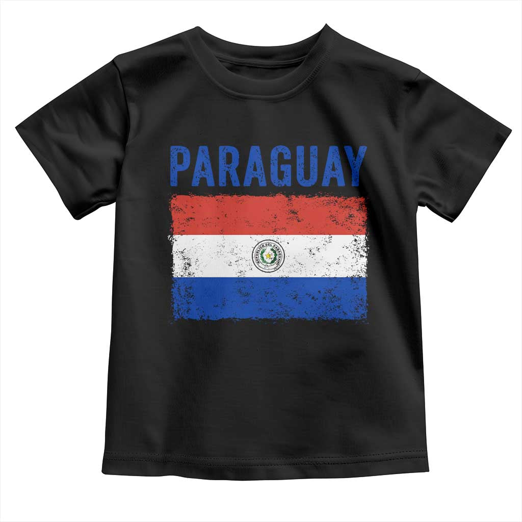 Vintage Paraguay Flag Distressed Paraguayan Pride Patriotic Soccer Fan Graphic Toddler T Shirt TS10 Black Print Your Wear