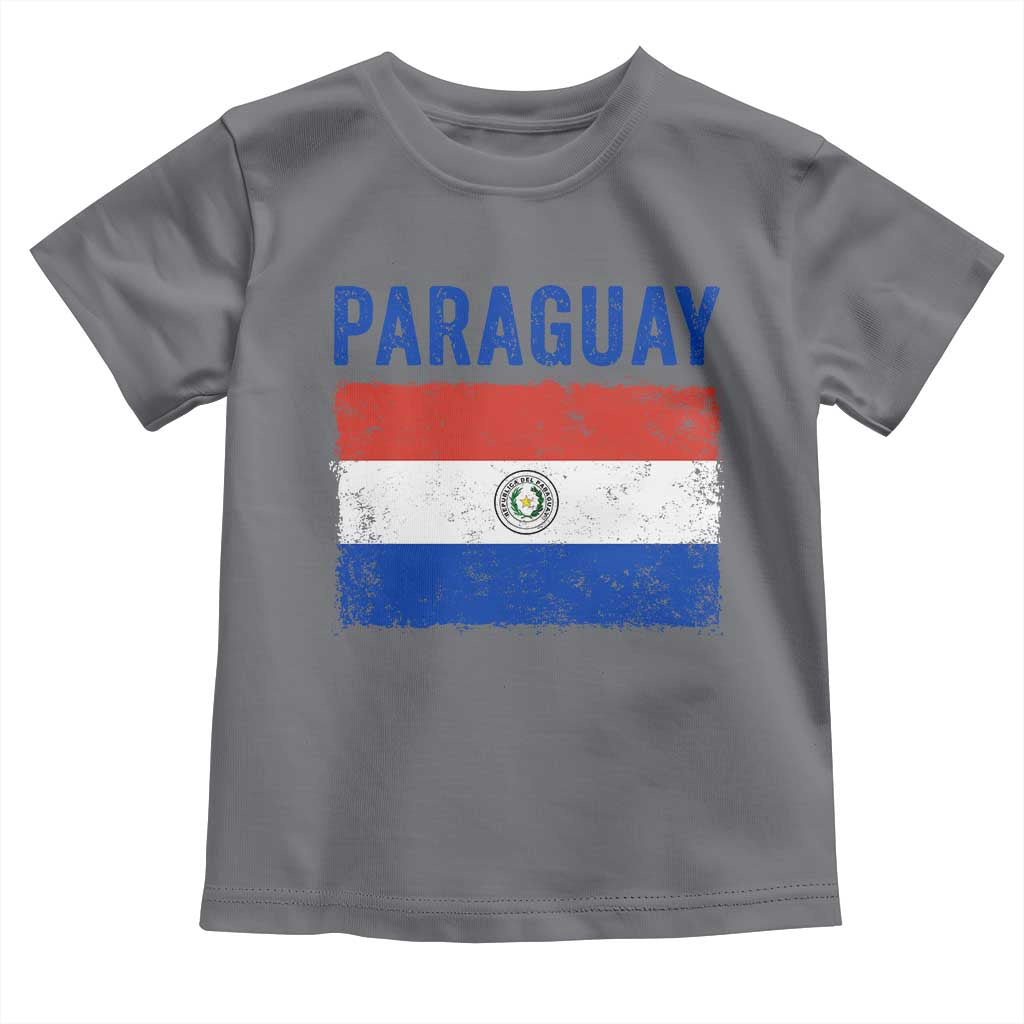 Vintage Paraguay Flag Distressed Paraguayan Pride Patriotic Soccer Fan Graphic Toddler T Shirt TS10 Charcoal Print Your Wear