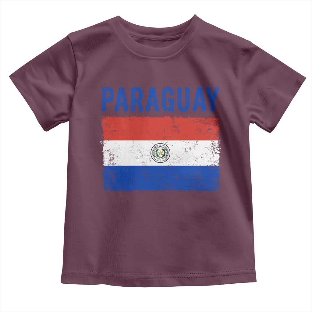 Vintage Paraguay Flag Distressed Paraguayan Pride Patriotic Soccer Fan Graphic Toddler T Shirt TS10 Maroon Print Your Wear