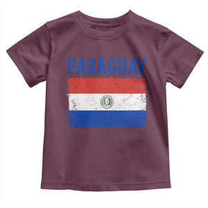 Vintage Paraguay Flag Distressed Paraguayan Pride Patriotic Soccer Fan Graphic Toddler T Shirt TS10 Maroon Print Your Wear