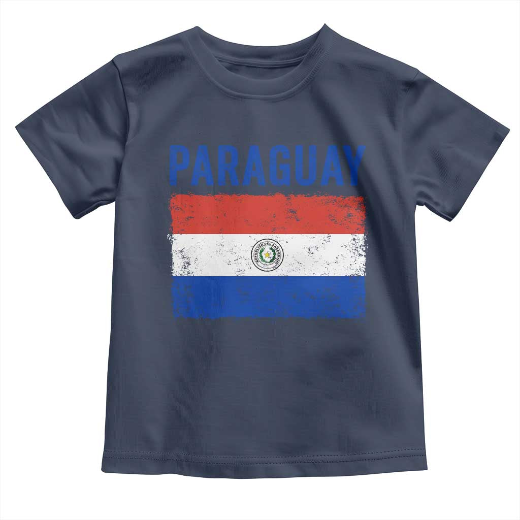 Vintage Paraguay Flag Distressed Paraguayan Pride Patriotic Soccer Fan Graphic Toddler T Shirt TS10 Navy Print Your Wear