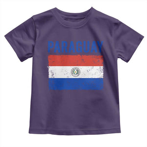 Vintage Paraguay Flag Distressed Paraguayan Pride Patriotic Soccer Fan Graphic Toddler T Shirt TS10 Purple Print Your Wear