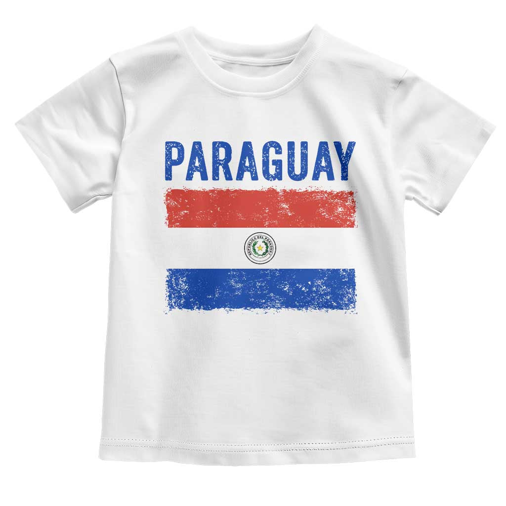Vintage Paraguay Flag Distressed Paraguayan Pride Patriotic Soccer Fan Graphic Toddler T Shirt TS10 White Print Your Wear