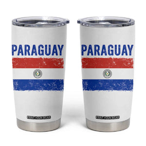 Vintage Paraguay Flag Distressed Paraguayan Pride Patriotic Soccer Fan Graphic Tumbler Cup TS10 White Print Your Wear