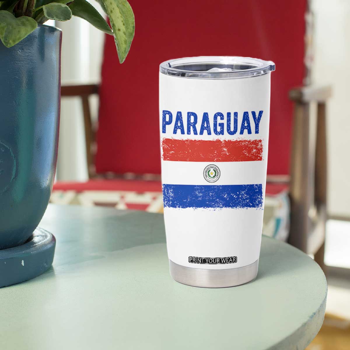 Vintage Paraguay Flag Distressed Paraguayan Pride Patriotic Soccer Fan Graphic Tumbler Cup TS10 Print Your Wear