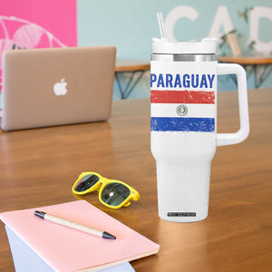 Vintage Paraguay Flag Distressed Paraguayan Pride Patriotic Soccer Fan Graphic Tumbler With Handle TS10 Print Your Wear