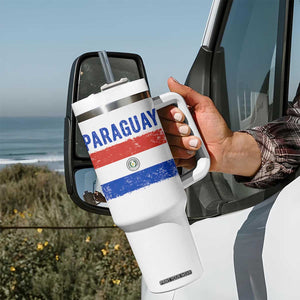 Vintage Paraguay Flag Distressed Paraguayan Pride Patriotic Soccer Fan Graphic Tumbler With Handle TS10 Print Your Wear