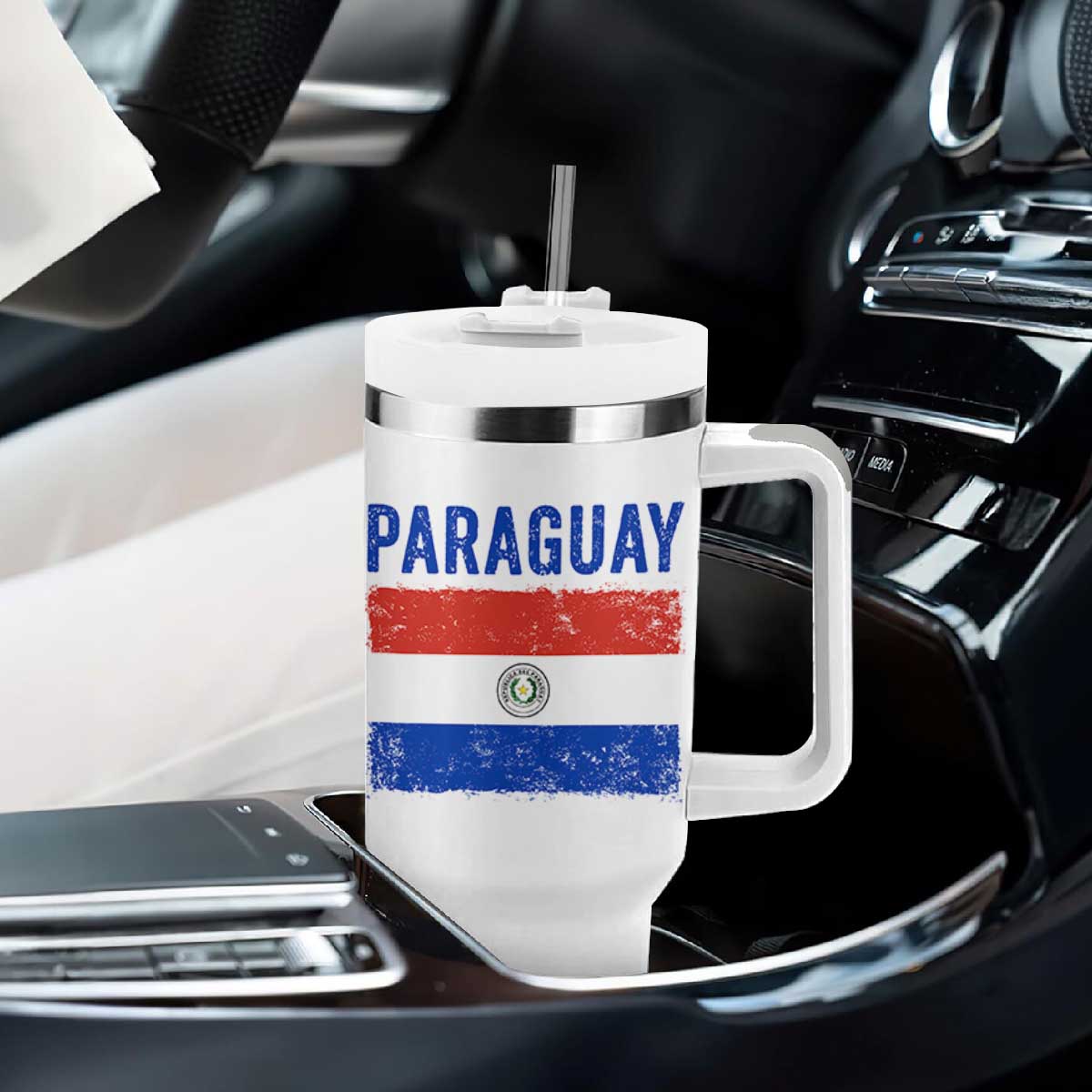 Vintage Paraguay Flag Distressed Paraguayan Pride Patriotic Soccer Fan Graphic Tumbler With Handle TS10 Print Your Wear