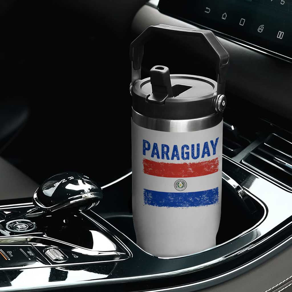 Vintage Paraguay Flag Distressed Paraguayan Pride Patriotic Soccer Fan Graphic Flip Straw Tumbler TS10 Print Your Wear