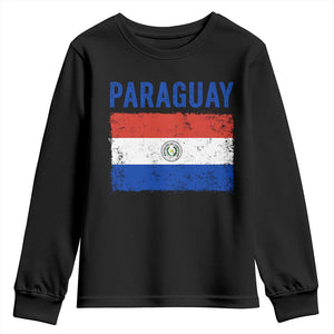 Vintage Paraguay Flag Distressed Paraguayan Pride Patriotic Soccer Fan Graphic Youth Sweatshirt TS10 Black Print Your Wear