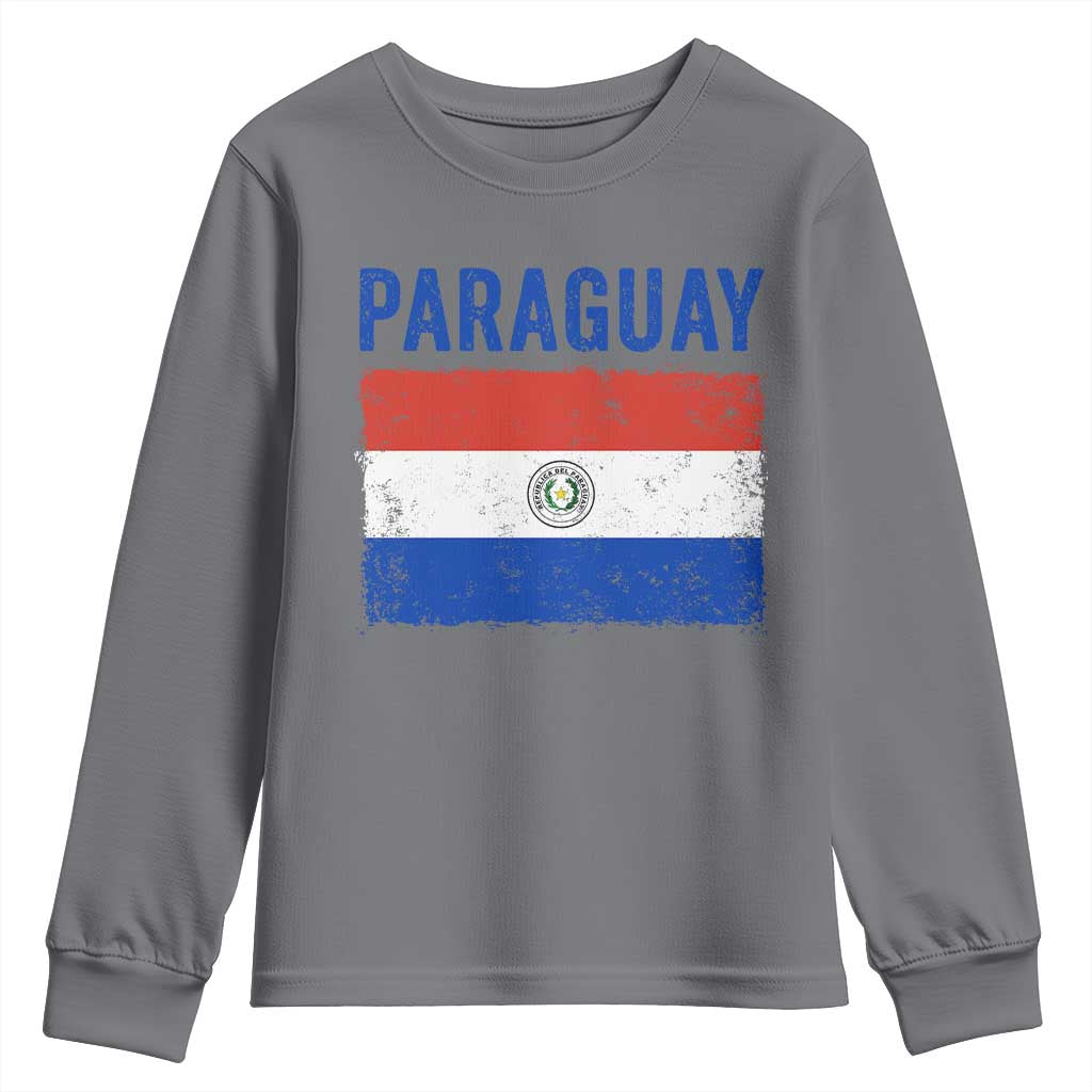 Vintage Paraguay Flag Distressed Paraguayan Pride Patriotic Soccer Fan Graphic Youth Sweatshirt TS10 Charcoal Print Your Wear
