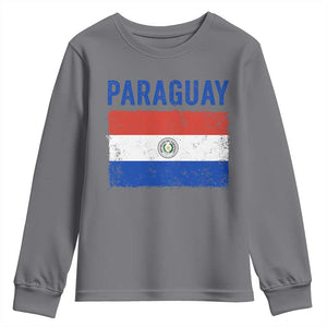Vintage Paraguay Flag Distressed Paraguayan Pride Patriotic Soccer Fan Graphic Youth Sweatshirt TS10 Charcoal Print Your Wear