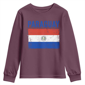 Vintage Paraguay Flag Distressed Paraguayan Pride Patriotic Soccer Fan Graphic Youth Sweatshirt TS10 Maroon Print Your Wear