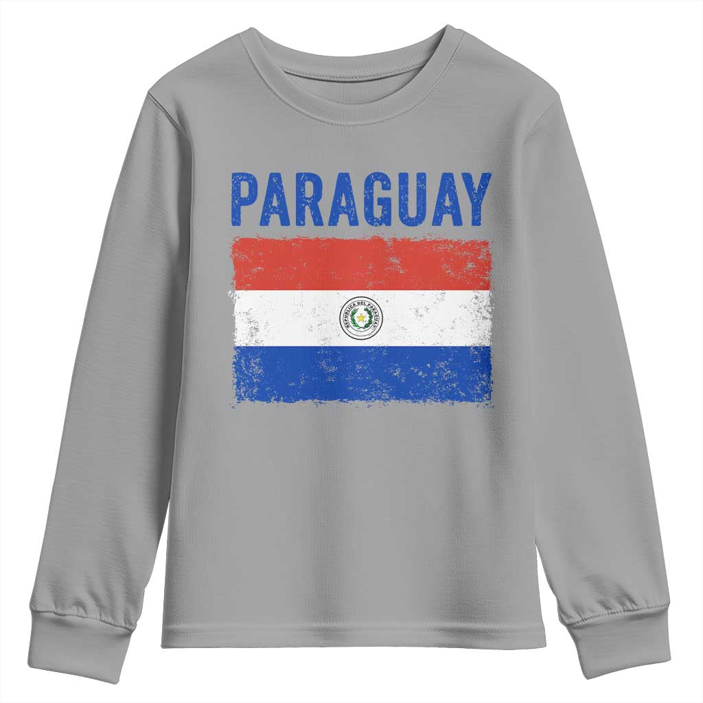 Vintage Paraguay Flag Distressed Paraguayan Pride Patriotic Soccer Fan Graphic Youth Sweatshirt TS10 Sport Gray Print Your Wear