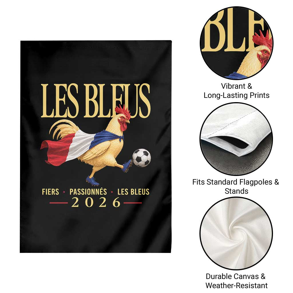 Les Bleus 2026 France Soccer Garden Flag Rooster Wearing French Flag Patriotic Football Fan Graphic TS10 Print Your Wear