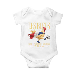 Les Bleus 2026 France Soccer Baby Onesie Rooster Wearing French Flag Patriotic Football Fan Graphic TS10 White Print Your Wear
