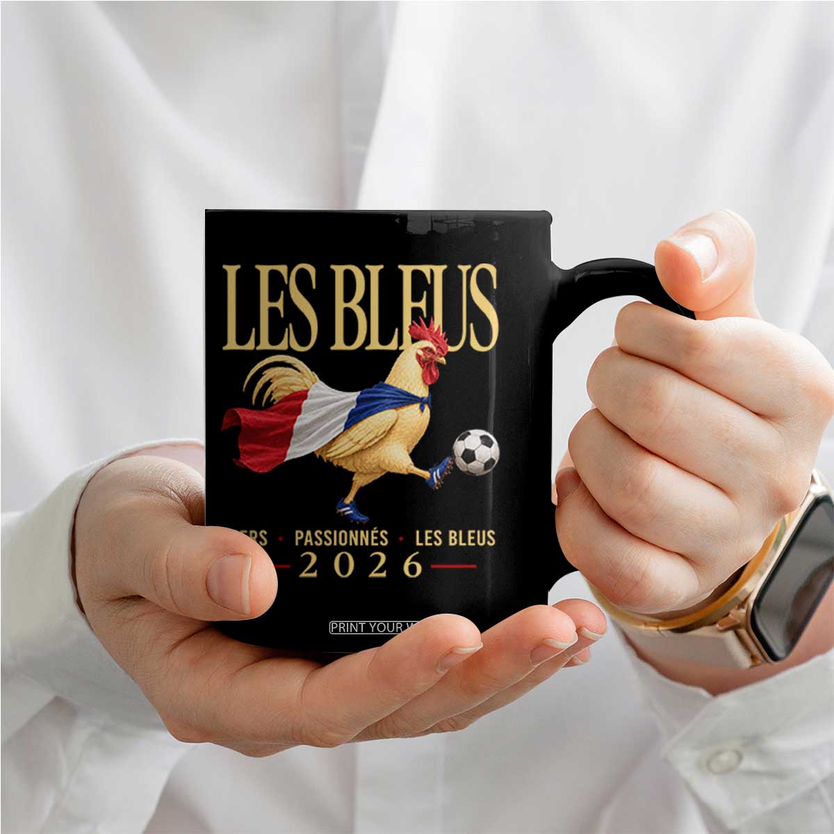 Les Bleus 2026 France Soccer Coffee Mug Rooster Wearing French Flag Patriotic Football Fan Graphic TS10 Print Your Wear
