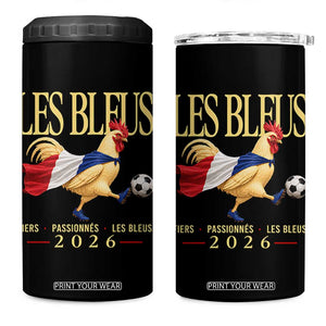 Les Bleus 2026 France Soccer 4 in 1 Can Cooler Tumbler Rooster Wearing French Flag Patriotic Football Fan Graphic TS10 One Size: 16 oz Black Print Your Wear