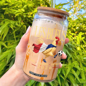 Les Bleus 2026 France Soccer Glass Can Rooster Wearing French Flag Patriotic Football Fan Graphic TS10 Black Print Your Wear