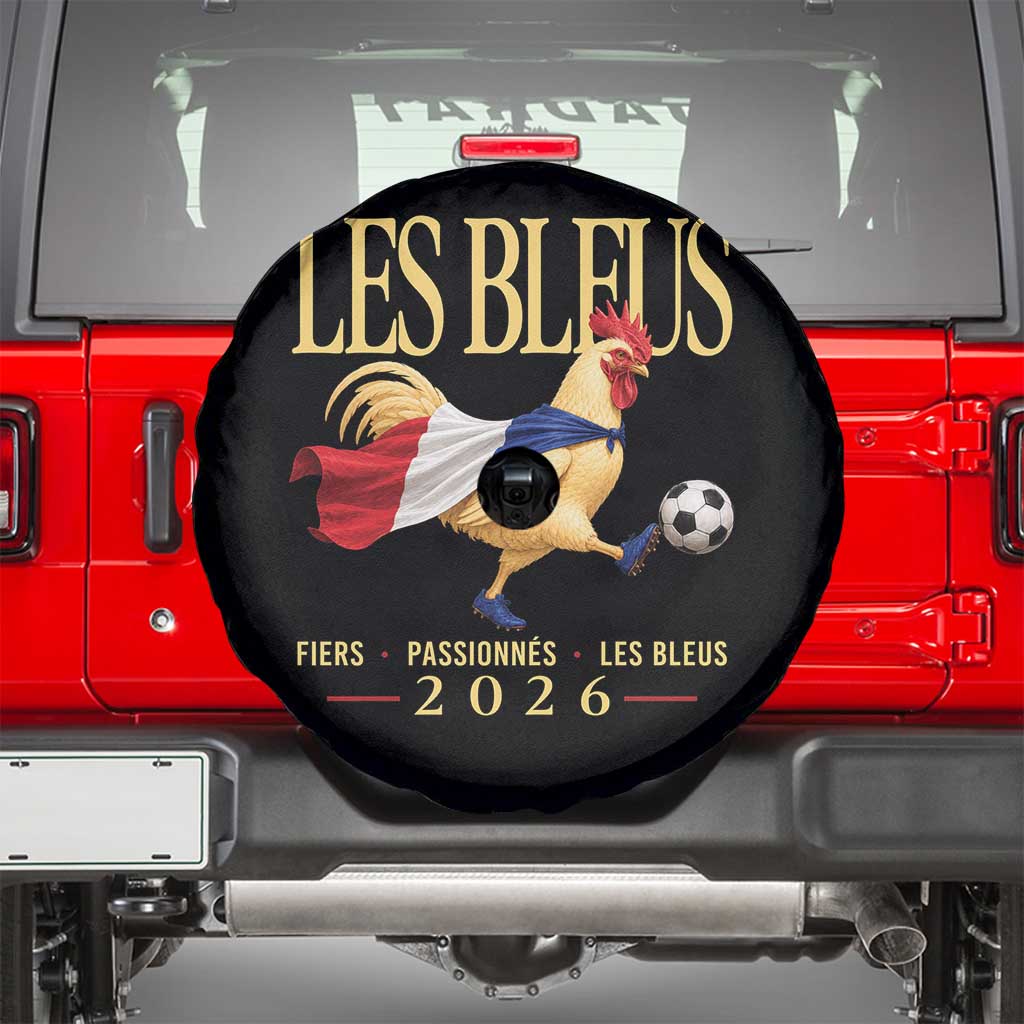 Les Bleus 2026 France Soccer Spare Tire Cover Rooster Wearing French Flag Patriotic Football Fan Graphic TS10 Black Print Your Wear