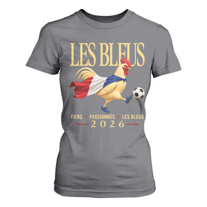 Les Bleus 2026 France Soccer T Shirt For Women Rooster Wearing French Flag Patriotic Football Fan Graphic TS10 Charcoal Print Your Wear